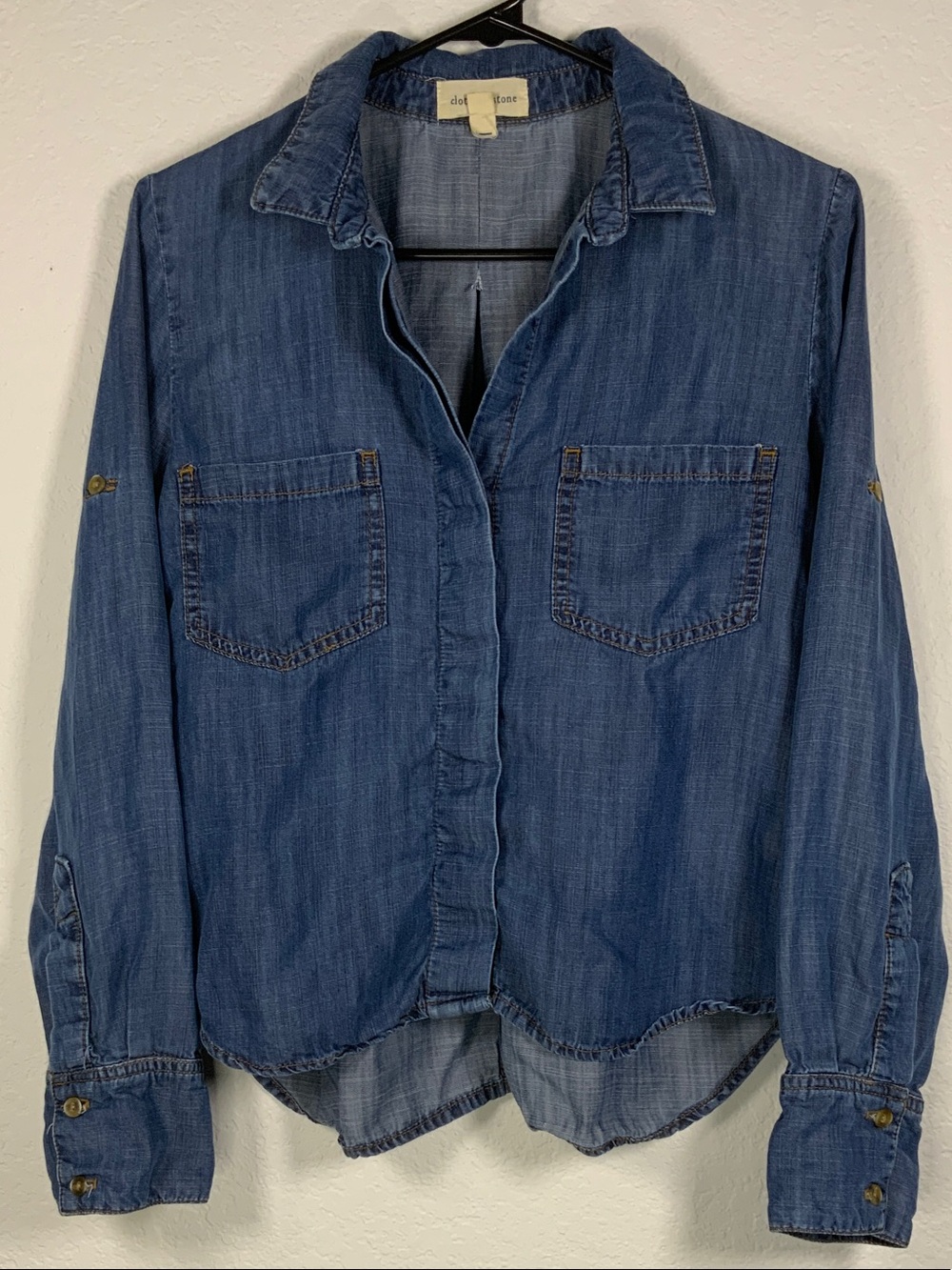 cloth & stone Washed Denim Button-Down Shirt in Blue